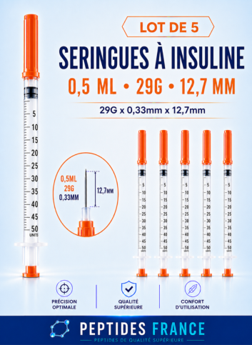 5 Seringues insuline 0,5 ml 29G (0,33 x 12,7 mm)